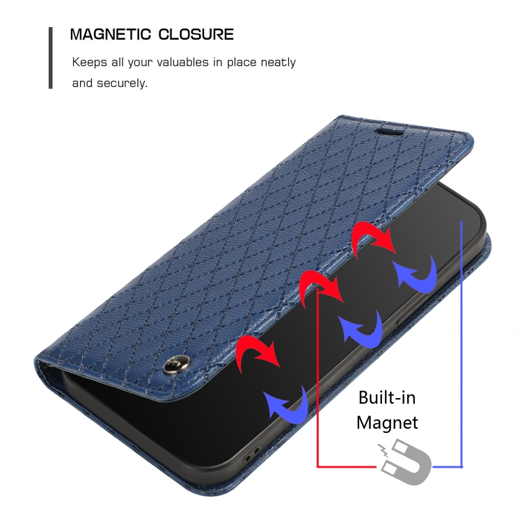 For iPhone 14 Pro S11 RFID Diamond Lattice Flip Leather Phone Case(Blue) For iPhone 14 Pro S11 RFID Diamond Lattice Flip Leather Phone Case(Blue)
