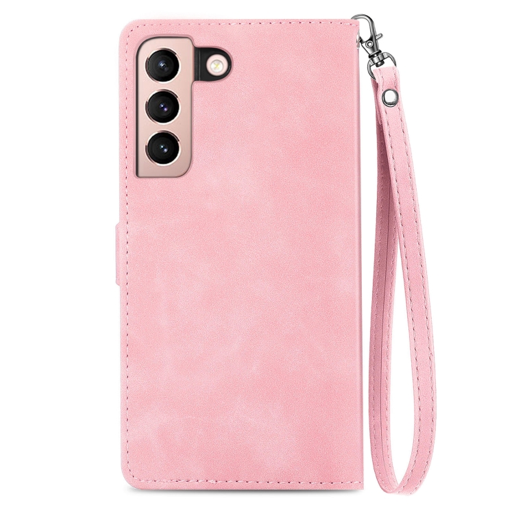 For Samsung Galaxy S21+ 5G Embossed Flower Shockproof Leather Phone Case(Pink) For Samsung Galaxy S21+ 5G Embossed Flower Shockproof Leather Phone Case(Pink)