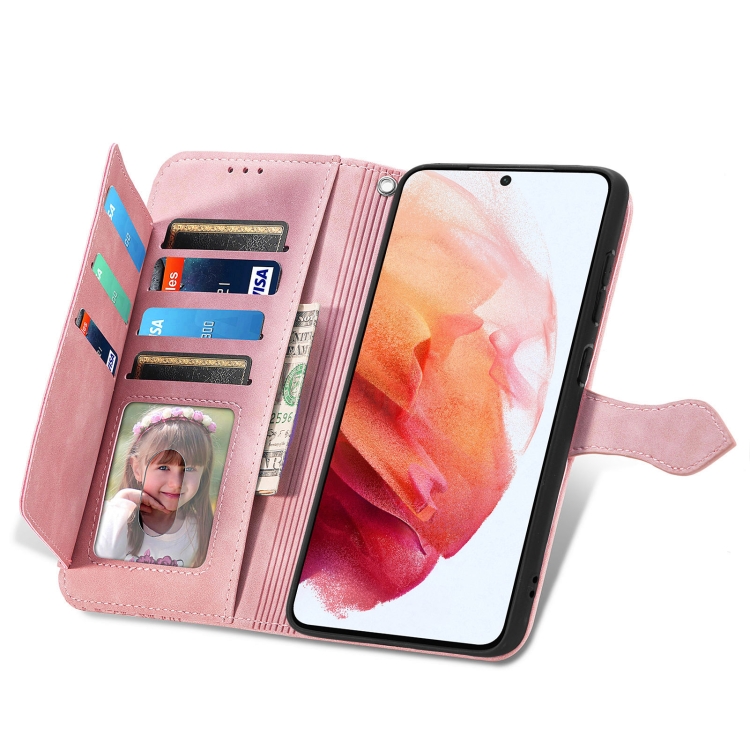 For Samsung Galaxy S21+ 5G Embossed Flower Shockproof Leather Phone Case(Pink) For Samsung Galaxy S21+ 5G Embossed Flower Shockproof Leather Phone Case(Pink)