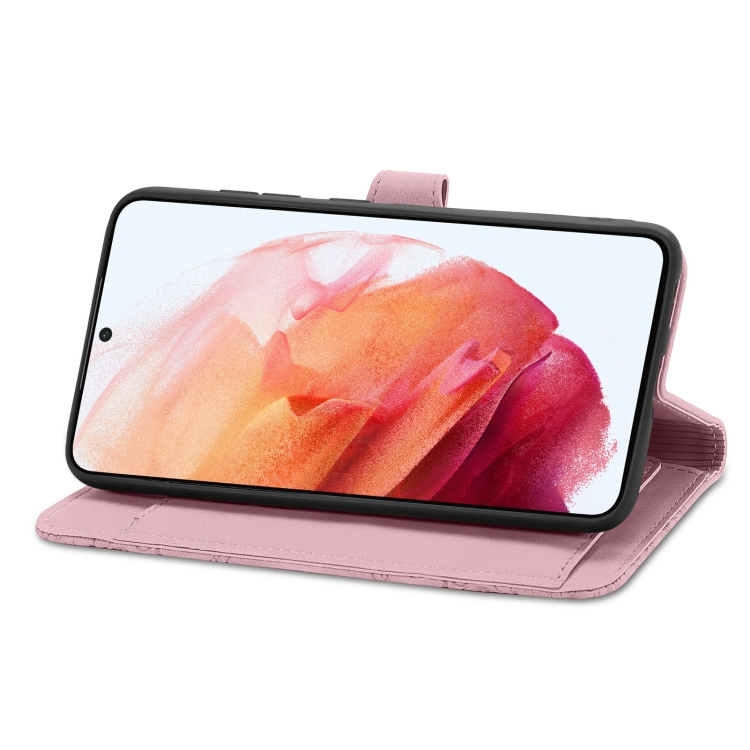 For Samsung Galaxy S21+ 5G Embossed Flower Shockproof Leather Phone Case(Pink) For Samsung Galaxy S21+ 5G Embossed Flower Shockproof Leather Phone Case(Pink)