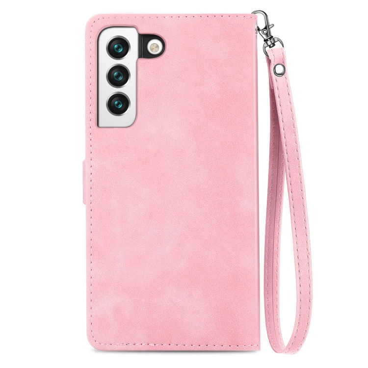 For Samsung Galaxy S22 5G Embossed Flower Shockproof Leather Phone Case(Pink) For Samsung Galaxy S22 5G Embossed Flower Shockproof Leather Phone Case(Pink)