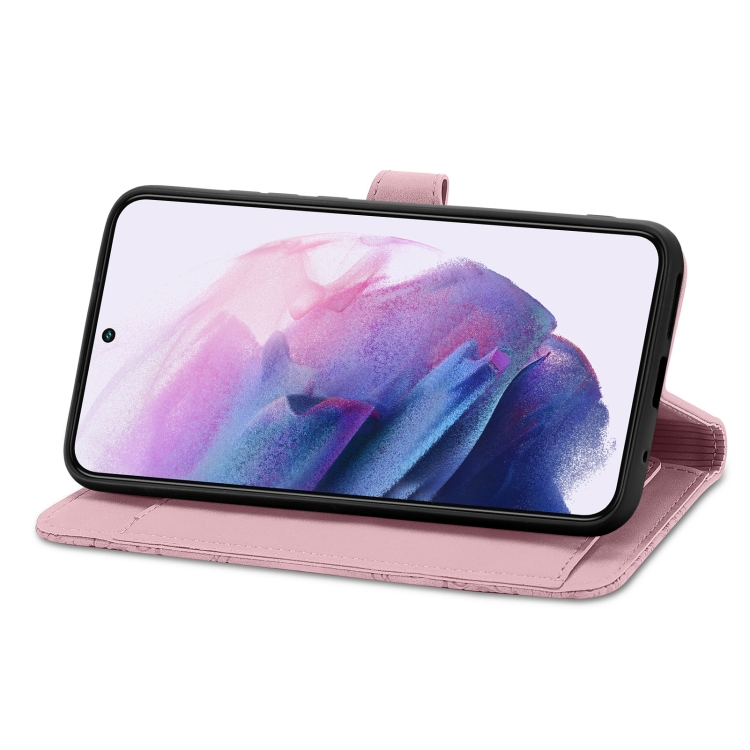 For Samsung Galaxy S22 5G Embossed Flower Shockproof Leather Phone Case(Pink) For Samsung Galaxy S22 5G Embossed Flower Shockproof Leather Phone Case(Pink)