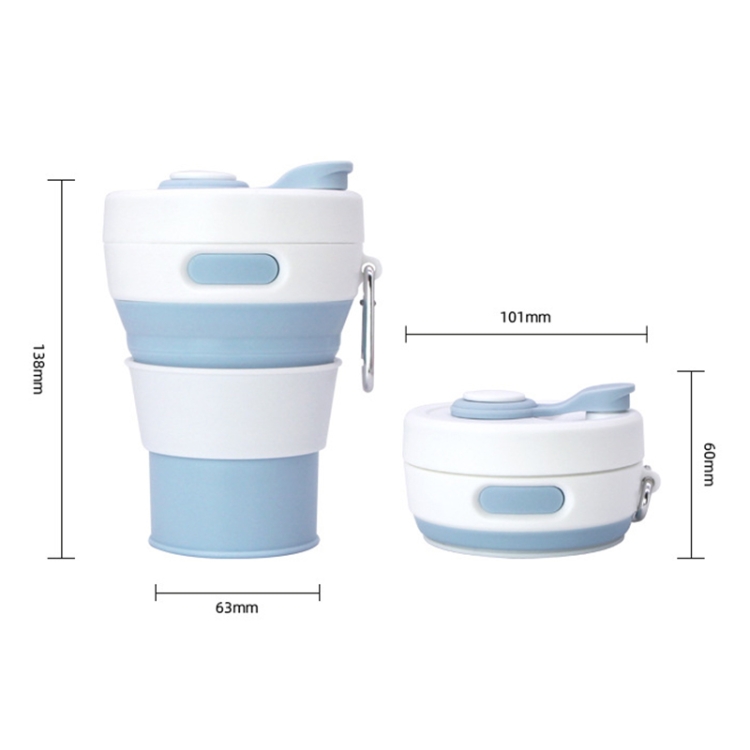 Folding Silicone Cup, Portable Silicone Telescopic Drinking Collapsible Coffee Cup, Multi-function Foldable Silica Mug Travel (Blue)