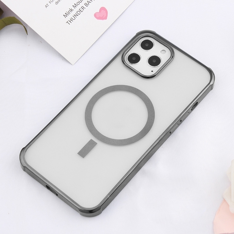 For iPhone 14 Pro Straight Side Laser Plating MagSafe Clear TPU Phone Case(Graphite Black) For iPhone 14 Pro Straight Side Laser Plating MagSafe Clear TPU Phone Case(Graphite Black)