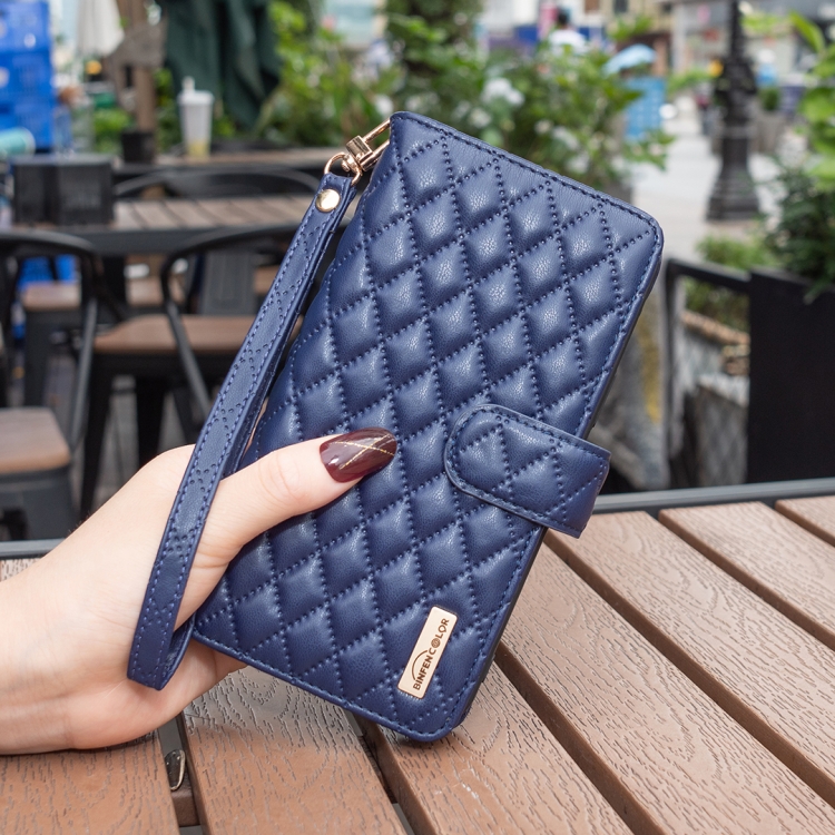 For Samsung Galaxy S22 Ultra 5G Diamond Lattice Zipper Wallet Leather Flip Phone Case(Blue) For Samsung Galaxy S22 Ultra 5G Diamond Lattice Zipper Wallet Leather Flip Phone Case(Blue)