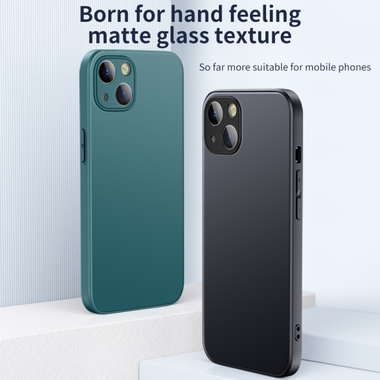 For iPhone 14 Pro AG Matte Glass + Liquid Silicone Skin Feel Case(Navy Blue) For iPhone 14 Pro AG Matte Glass + Liquid Silicone Skin Feel Case(Navy Blue)