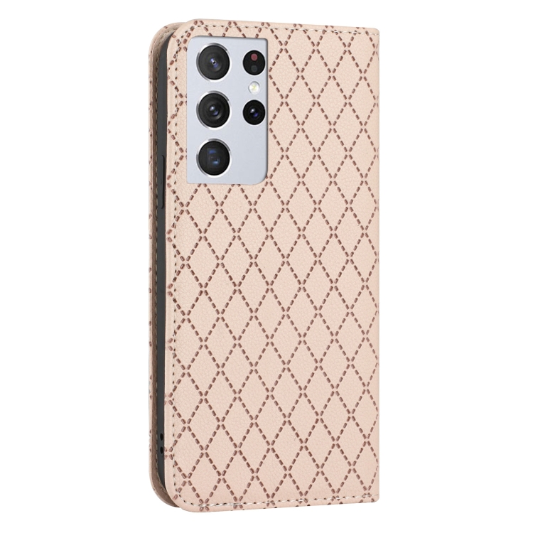 For Samsung Galaxy S21 Ultra 5G S11 RFID Diamond Lattice Flip Leather Phone Case(Light Pink) For Samsung Galaxy S21 Ultra 5G S11 RFID Diamond Lattice Flip Leather Phone Case(Light Pink)