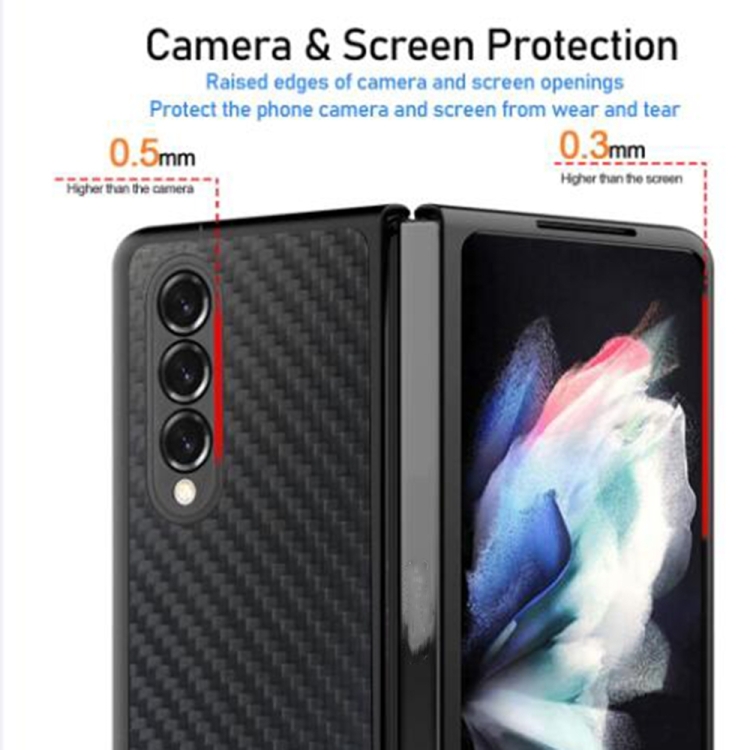 For Samsung Galaxy Z Fold4 Carbon Fiber Texture Skin-friendly Feel Ultra-thin Folding Phone Case with Screen Protector(Black) For Samsung Galaxy Z Fold4 Carbon Fiber Texture Skin-friendly Feel Ultra-thin Folding Phone Case with Screen Protector(Black)