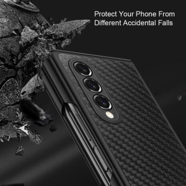 For Samsung Galaxy Z Fold4 Carbon Fiber Texture Skin-friendly Feel Ultra-thin Folding Phone Case with Screen Protector(Black) For Samsung Galaxy Z Fold4 Carbon Fiber Texture Skin-friendly Feel Ultra-thin Folding Phone Case with Screen Protector(Black)