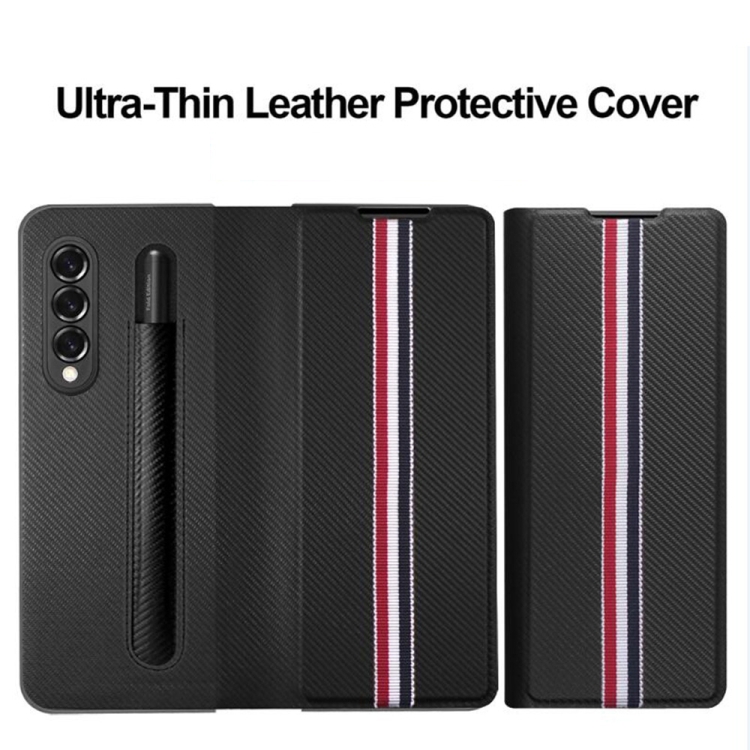 For Samsung Galaxy Z Fold4 Cross Texture Ultra-thin Folding Phone Case(Red) For Samsung Galaxy Z Fold4 Cross Texture Ultra-thin Folding Phone Case(Red)