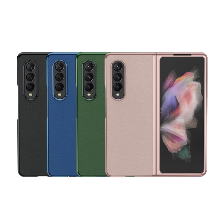 For Samsung Galaxy Z Fold4 Plating Leather Phone Case(Black) For Samsung Galaxy Z Fold4 Plating Leather Phone Case(Black)