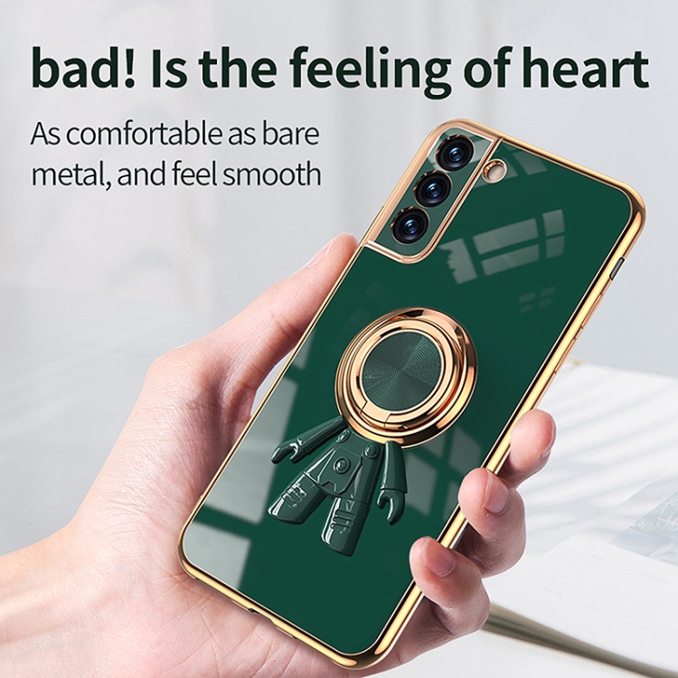For Samsung Galaxy S21+ 5G 6D Plating Astronaut Ring Kickstand Phone Case(Night Green) For Samsung Galaxy S21+ 5G 6D Plating Astronaut Ring Kickstand Phone Case(Night Green)