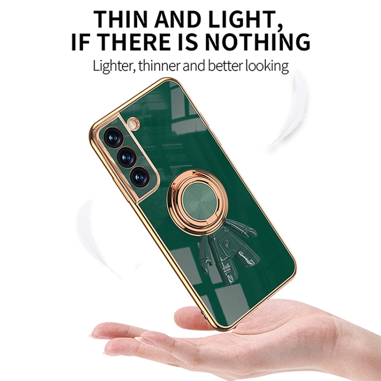 For Samsung Galaxy S21 Ultra 5G 6D Plating Astronaut Ring Kickstand Phone Case(Black) For Samsung Galaxy S21 Ultra 5G 6D Plating Astronaut Ring Kickstand Phone Case(Black)