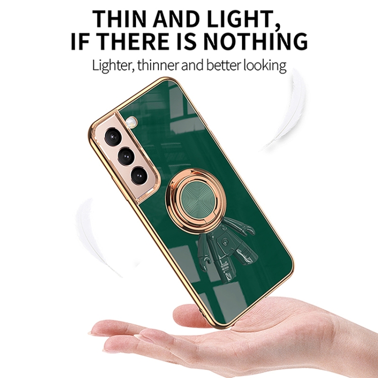 For Samsung Galaxy S22+ 5G 6D Plating Astronaut Ring Kickstand Phone Case(Night Green) For Samsung Galaxy S22+ 5G 6D Plating Astronaut Ring Kickstand Phone Case(Night Green)