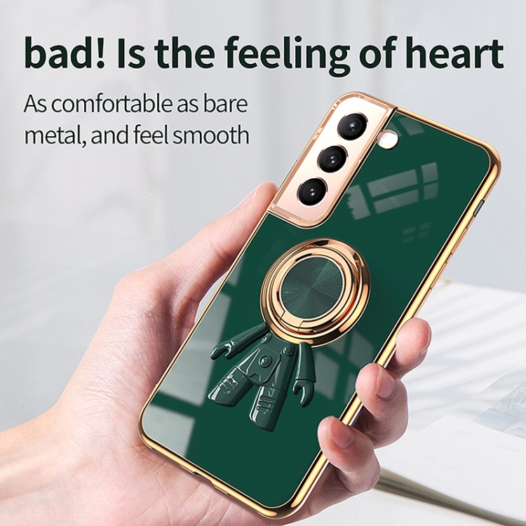 For Samsung Galaxy S22+ 5G 6D Plating Astronaut Ring Kickstand Phone Case(Night Green) For Samsung Galaxy S22+ 5G 6D Plating Astronaut Ring Kickstand Phone Case(Night Green)