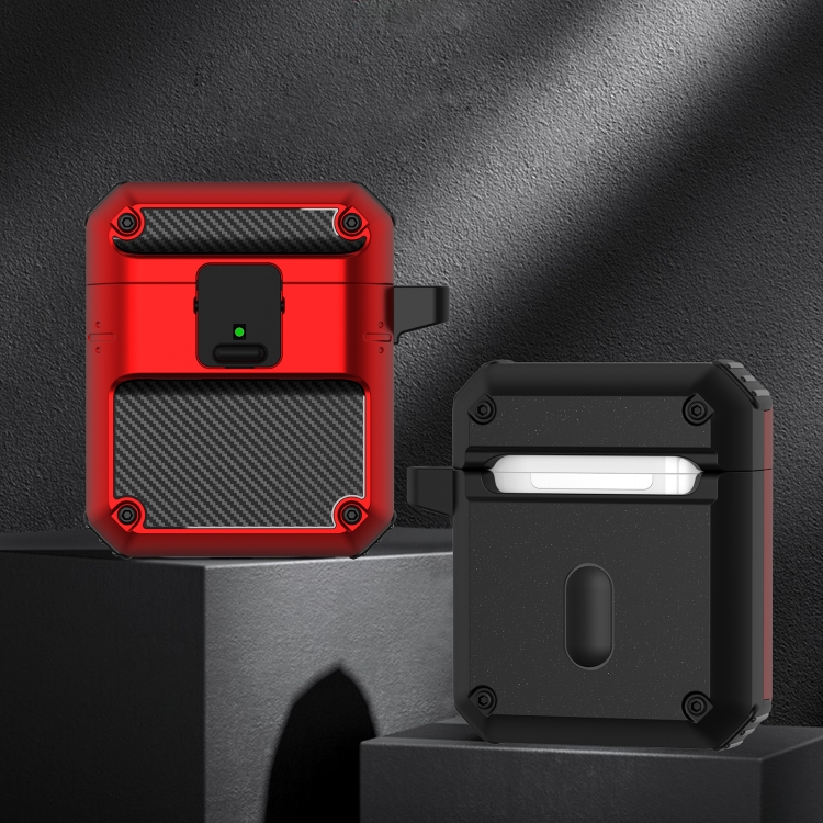 Automatic Bomb TPU + PC Earphone Protective Case with Switch For AirPods 2 / 1(Black Red) Automatic Bomb TPU + PC Earphone Protective Case with Switch For AirPods 2 / 1(Black Red)