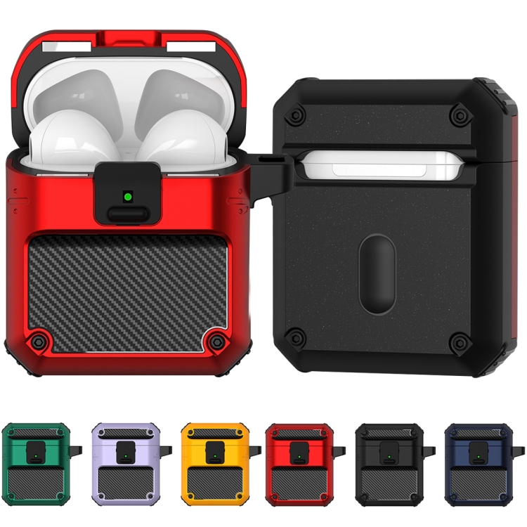 Automatic Bomb TPU + PC Earphone Protective Case with Switch For AirPods 2 / 1(Black Red) Automatic Bomb TPU + PC Earphone Protective Case with Switch For AirPods 2 / 1(Black Red)