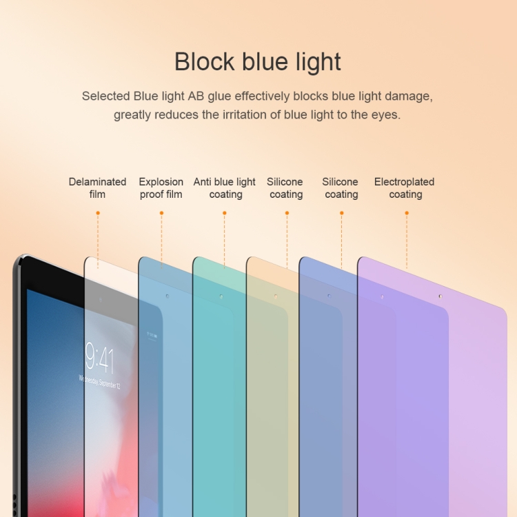 For iPad 9.7 (2018) & (2017) NILLKIN V+ Series 0.33mm 4H Anti-blue Ray Tempered Glass Film For iPad 9.7 (2018) & (2017) NILLKIN V+ Series 0.33mm 4H Anti-blue Ray Tempered Glass Film