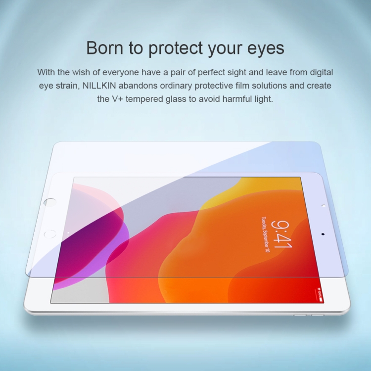 For iPad 10.2 NILLKIN V+ Series 0.33mm 4H Anti-blue Ray Tempered Glass Film For iPad 10.2 NILLKIN V+ Series 0.33mm 4H Anti-blue Ray Tempered Glass Film