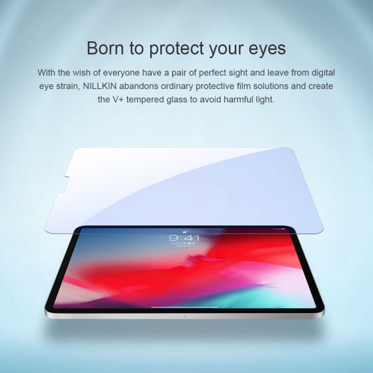 NILLKIN V+ Series 0.33mm 4H Anti-blue Ray Tempered Glass Film For iPad Pro 11 2018/2020/2021/2022/Air 10.9 2020/Air4/Air5 NILLKIN V+ Series 0.33mm 4H Anti-blue Ray Tempered Glass Film For iPad Pro 11 2018/2020/2021/2022/Air 10.9 2020/Air4/Air5