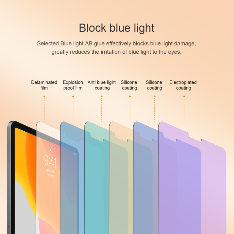 For iPad Pro 12.9 2018/2020 /2021/2022 NILLKIN V+ Series 0.33mm 4H Anti-blue Ray Tempered Glass Film For iPad Pro 12.9 2018/2020 /2021/2022 NILLKIN V+ Series 0.33mm 4H Anti-blue Ray Tempered Glass Film