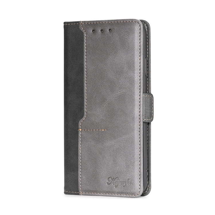 For Samsung Galaxy S22+ Contrast Color Side Buckle Leather Phone Case(Black + Grey) For Samsung Galaxy S22+ Contrast Color Side Buckle Leather Phone Case(Black + Grey)