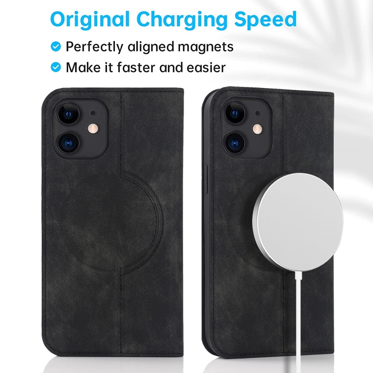 For iPhone 12 Wireless Charging Magsafe Leather Phone Case(Black) For iPhone 12 Wireless Charging Magsafe Leather Phone Case(Black)