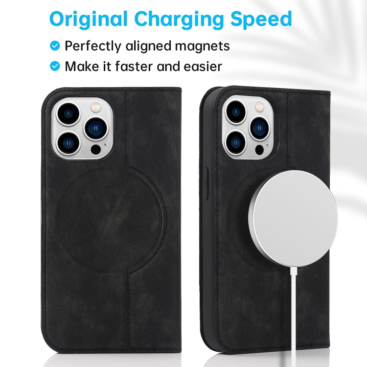 For iPhone 13 Pro Max Wireless Charging Magsafe Leather Phone Case (Black) For iPhone 13 Pro Max Wireless Charging Magsafe Leather Phone Case (Black)