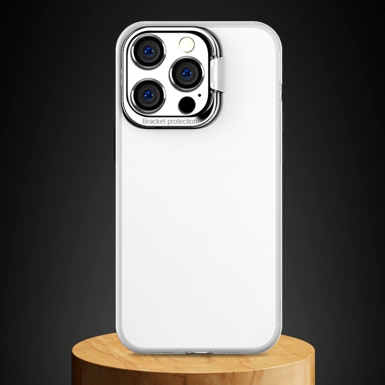 For iPhone 14 Metal Lens Cover Holder Phone Case (White) For iPhone 14 Metal Lens Cover Holder Phone Case (White)