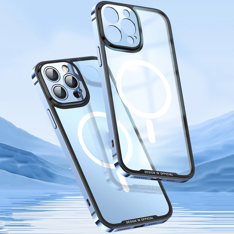 For iPhone 14 Pro AG Frosted PC + Metal Frame MagSafe Phone Case(Sierra Blue) For iPhone 14 Pro AG Frosted PC + Metal Frame MagSafe Phone Case(Sierra Blue)
