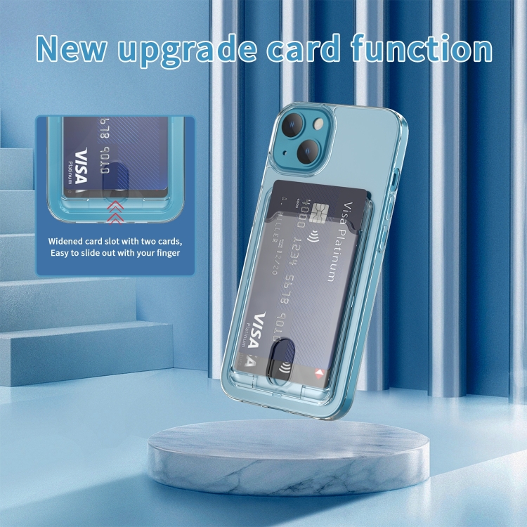 For iPhone 14 Plus Crystal Card Slot PC + TPU Phone Case (Transparent) For iPhone 14 Plus Crystal Card Slot PC + TPU Phone Case (Transparent)
