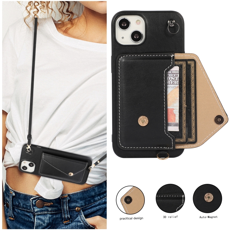 For iPhone 14 Plus Crossbody Wallet Card Bag Phone Case (Black) For iPhone 14 Plus Crossbody Wallet Card Bag Phone Case (Black)