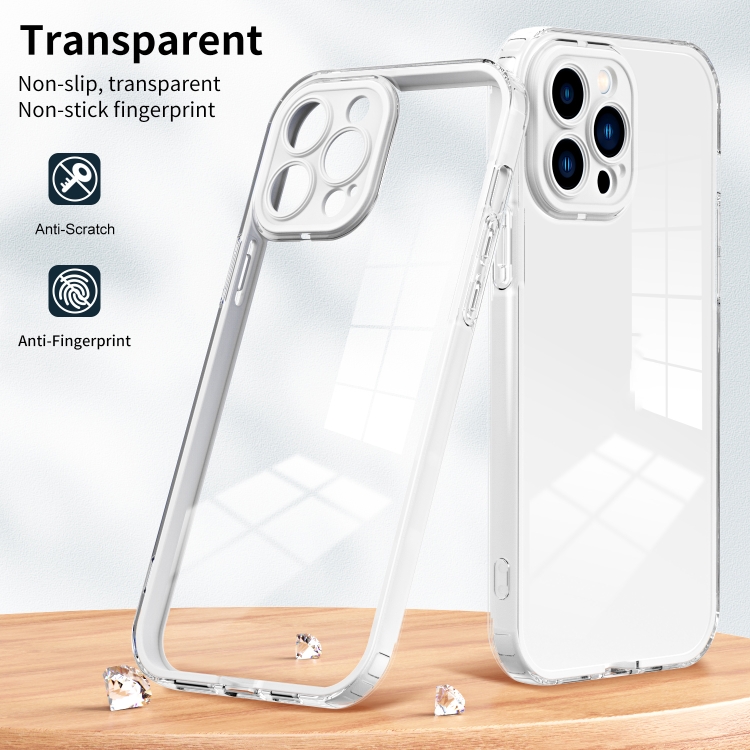 For iPhone 13 Pro Max 3 in 1 Clear TPU Color PC Frame Phone Case (White) For iPhone 13 Pro Max 3 in 1 Clear TPU Color PC Frame Phone Case (White)