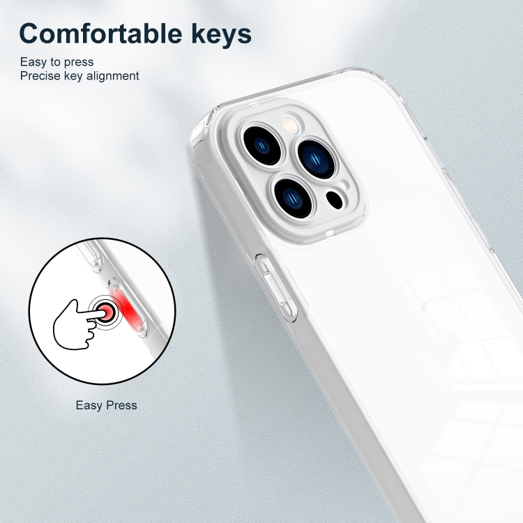 For iPhone 13 Pro Max 3 in 1 Clear TPU Color PC Frame Phone Case (White) For iPhone 13 Pro Max 3 in 1 Clear TPU Color PC Frame Phone Case (White)