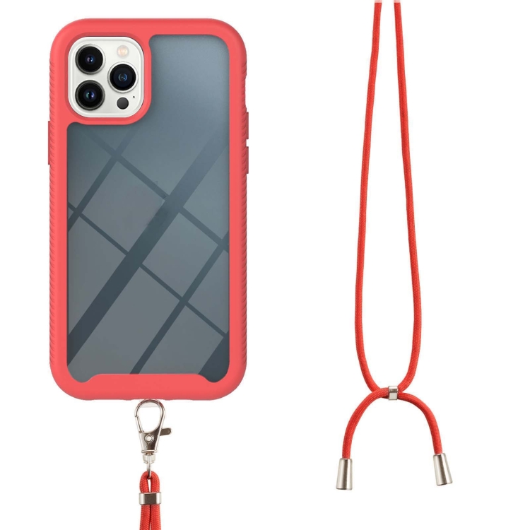 Starry Sky Solid Color Series Shockproof PC + TPU Phone Case with Neck Strap For iPhone 14 Pro Max(Red) Starry Sky Solid Color Series Shockproof PC + TPU Phone Case with Neck Strap For iPhone 14 Pro Max(Red)