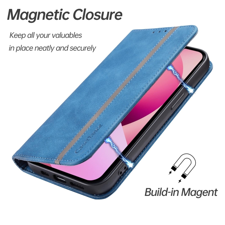 For iPhone 14 Splicing Skin Feel Magnetic Leather Phone Case (Blue) For iPhone 14 Splicing Skin Feel Magnetic Leather Phone Case (Blue)