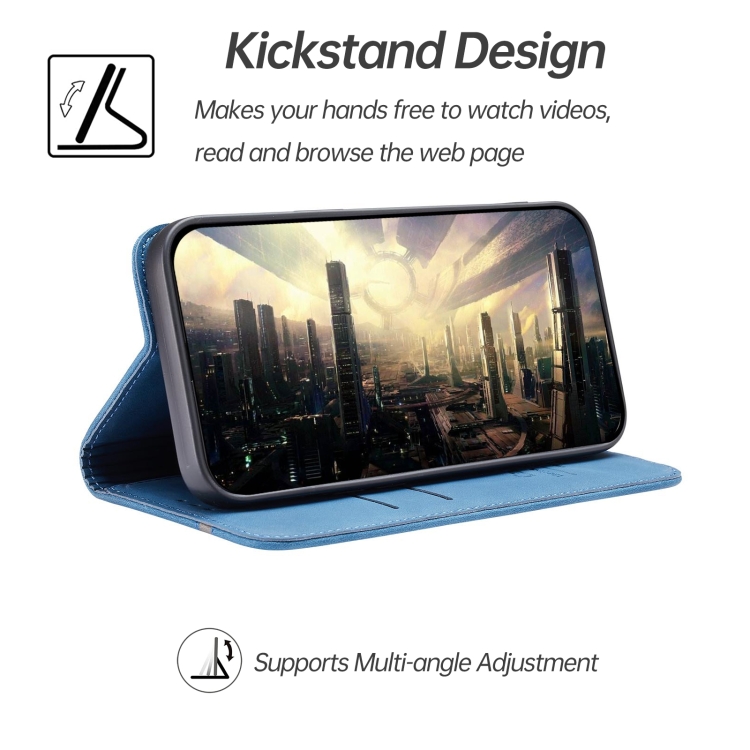 For iPhone 14 Splicing Skin Feel Magnetic Leather Phone Case (Blue) For iPhone 14 Splicing Skin Feel Magnetic Leather Phone Case (Blue)
