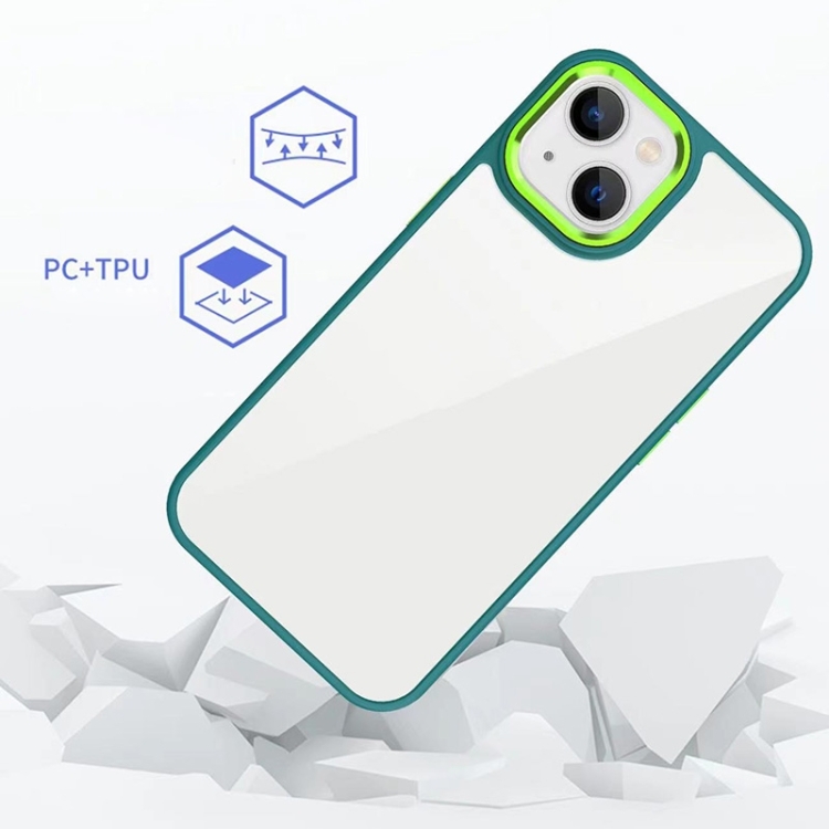 For iPhone 14 Pro 3 in 1 Electroplated Acrylic Phone Case(Dark Green)