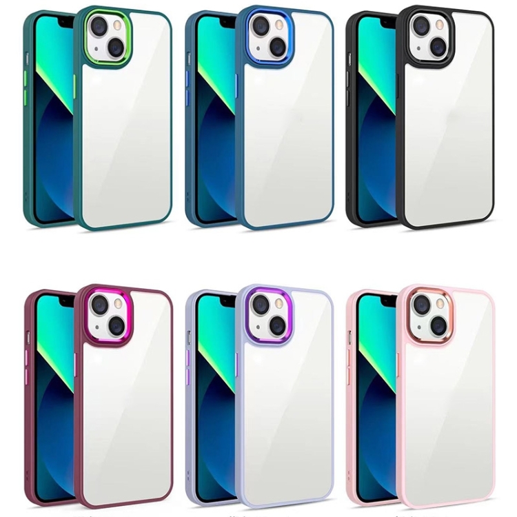 For iPhone 14 Pro 3 in 1 Electroplated Acrylic Phone Case(Dark Green)
