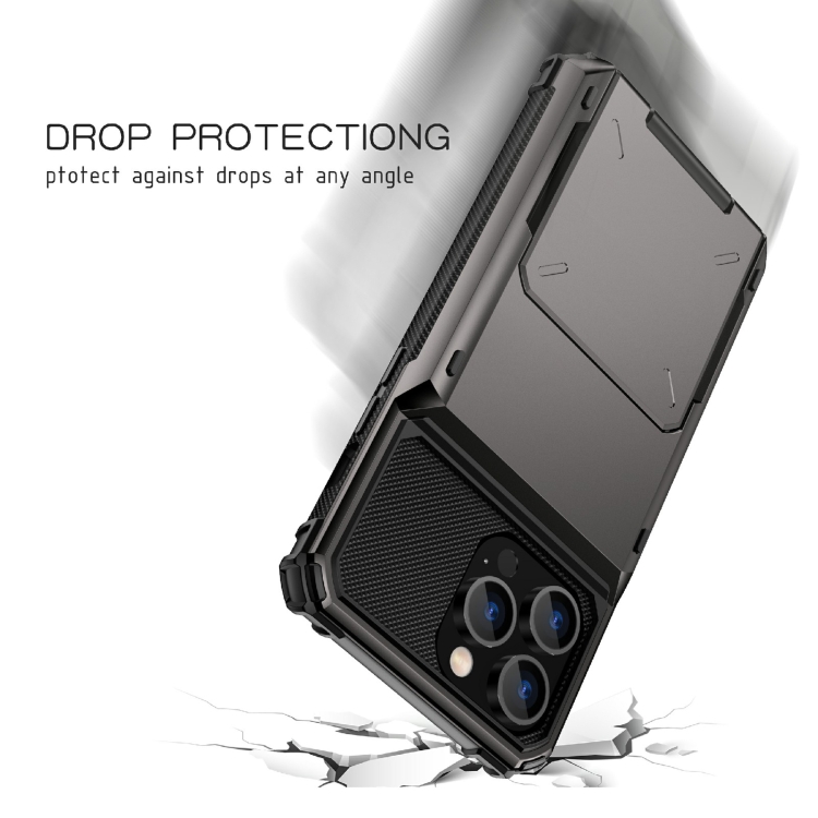 For iPhone 14 Pro Scratch-Resistant Shockproof Heavy Duty Rugged Armor Protective Case with Card Slot(White) For iPhone 14 Pro Scratch-Resistant Shockproof Heavy Duty Rugged Armor Protective Case with Card Slot(White)