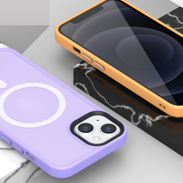 Para iPhone 14 Plus Magsafe Funda magnética para teléfono (morado claro)