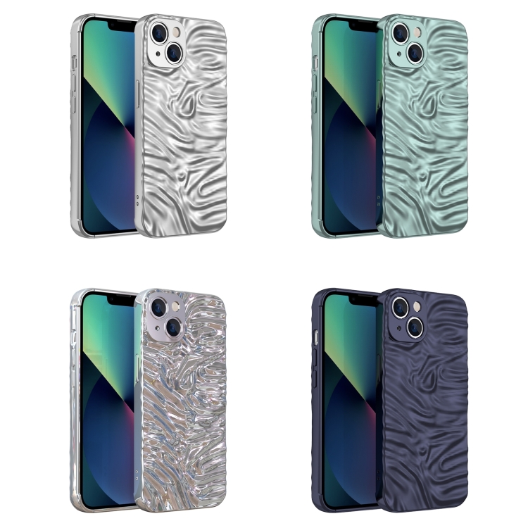 For iPhone 14 Wave Electroplating TPU Phone Case (Matte Silver) For iPhone 14 Wave Electroplating TPU Phone Case (Matte Silver)