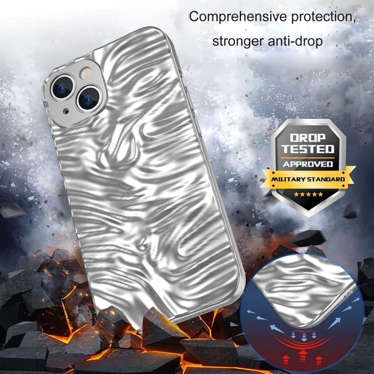For iPhone 14 Wave Electroplating TPU Phone Case (Matte Silver) For iPhone 14 Wave Electroplating TPU Phone Case (Matte Silver)