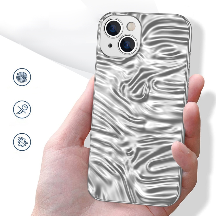 For iPhone 14 Wave Electroplating TPU Phone Case (Matte Silver) For iPhone 14 Wave Electroplating TPU Phone Case (Matte Silver)