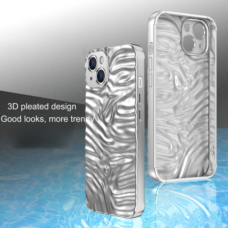 For iPhone 14 Wave Electroplating TPU Phone Case (Matte Silver) For iPhone 14 Wave Electroplating TPU Phone Case (Matte Silver)