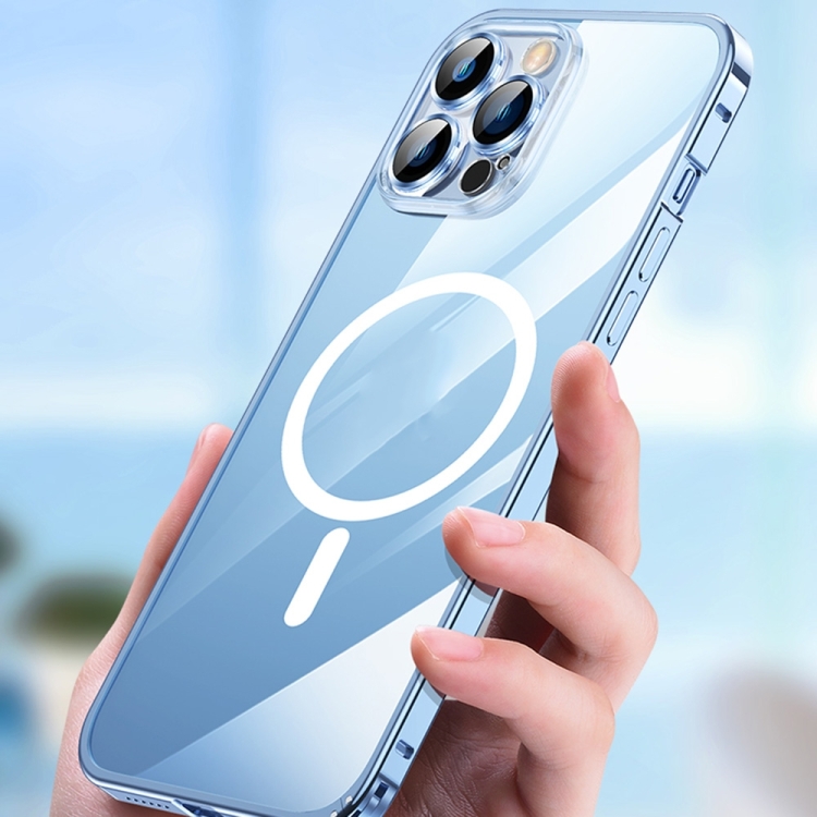 For iPhone 14 Plus Transparent MagSafe Magnetic Phone Case with Lens Film (Gold) For iPhone 14 Plus Transparent MagSafe Magnetic Phone Case with Lens Film (Gold)