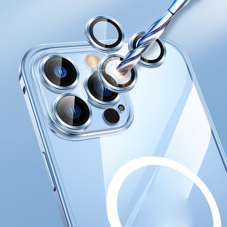 For iPhone 14 Pro Transparent MagSafe Magnetic Phone Case with Lens Film(Silver) For iPhone 14 Pro Transparent MagSafe Magnetic Phone Case with Lens Film(Silver)
