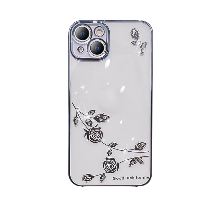 For iPhone 14 Rose Pattern Electroplating Silicone Phone Case (Pink) For iPhone 14 Rose Pattern Electroplating Silicone Phone Case (Pink)