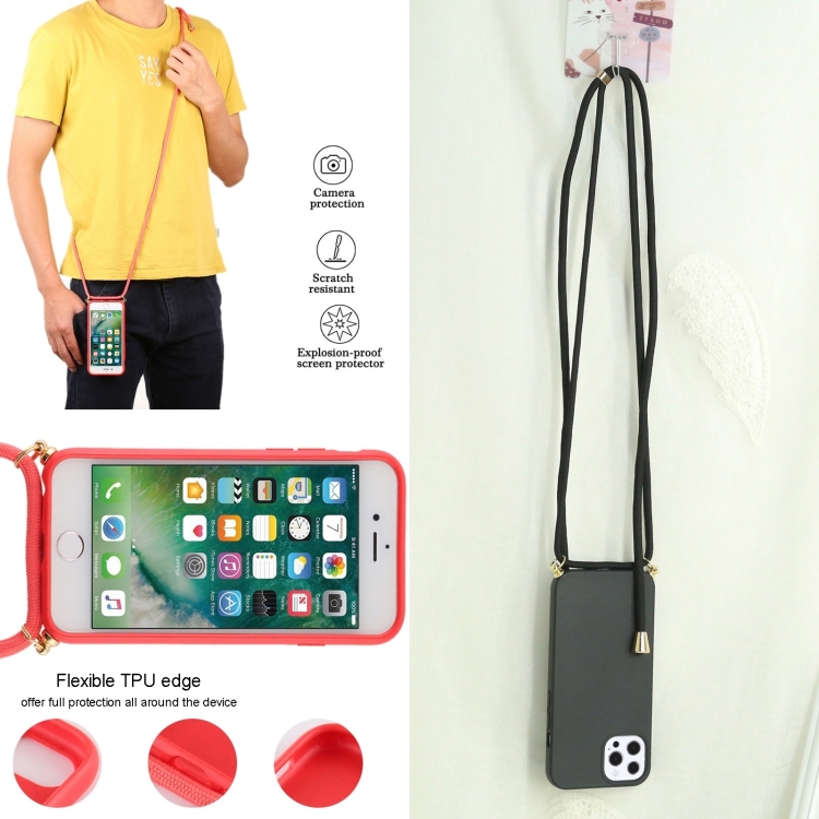 For iPhone 14 Pro Wheat Straw Material + TPU Shockproof Phone Case with Neck Lanyard(Black) For iPhone 14 Pro Wheat Straw Material + TPU Shockproof Phone Case with Neck Lanyard(Black)