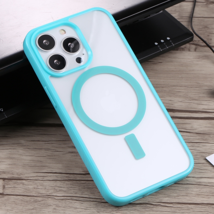 For iPhone 14 Plus Acrylic + TPU Magsafe Magnetic Phone Case (Sky Blue) For iPhone 14 Plus Acrylic + TPU Magsafe Magnetic Phone Case (Sky Blue)